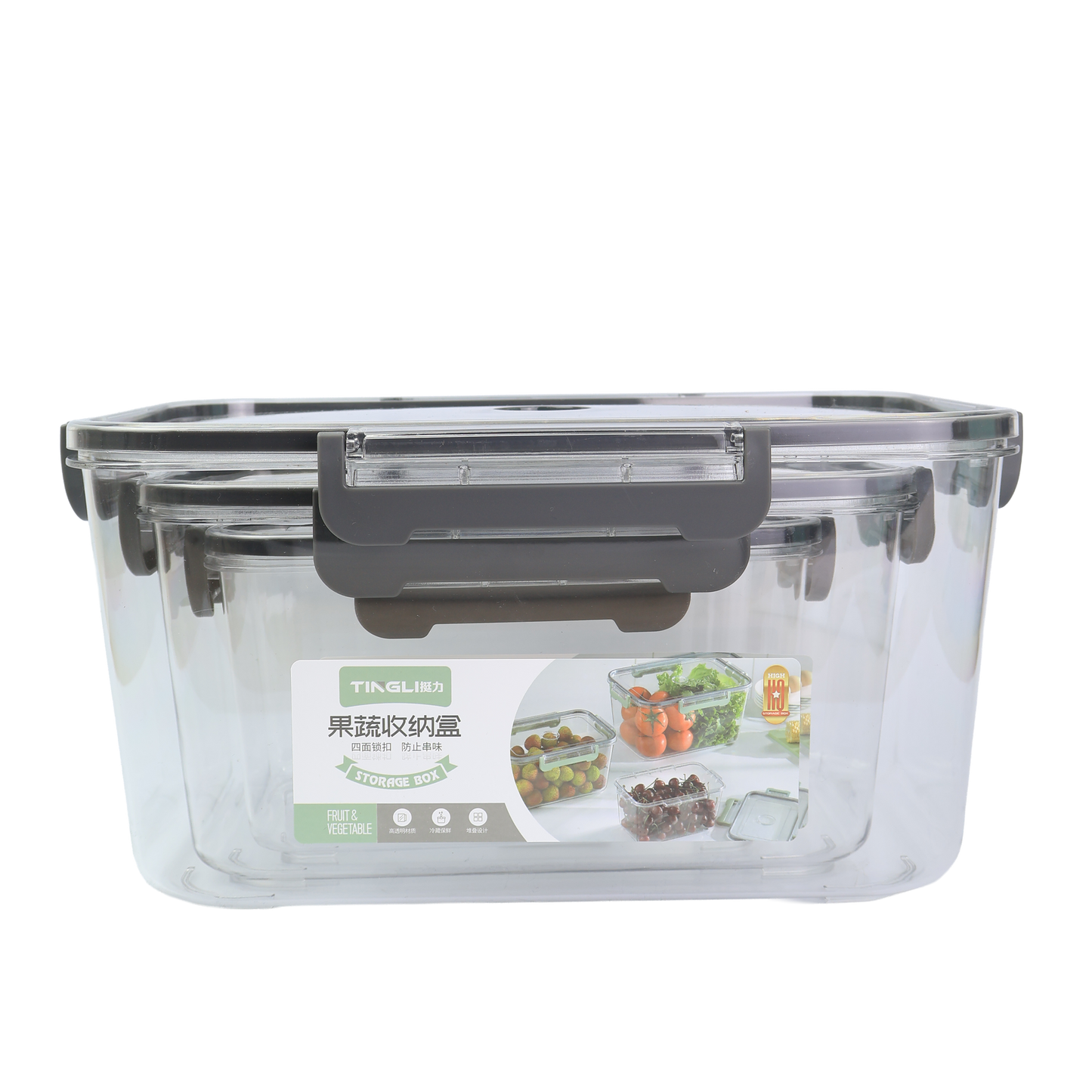 Set de Recipientes Rectangulares Transparentes x 3 con Tapa de Seguridad