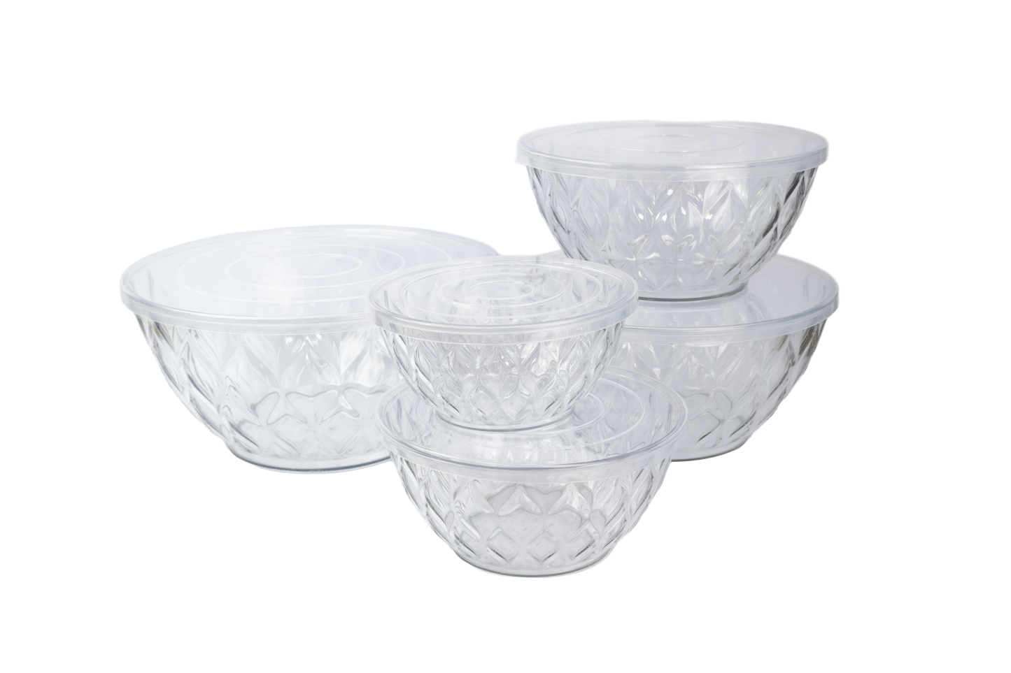 Set de Recipientes de Vidrio x 5 con Tapa Plástica - RES 01