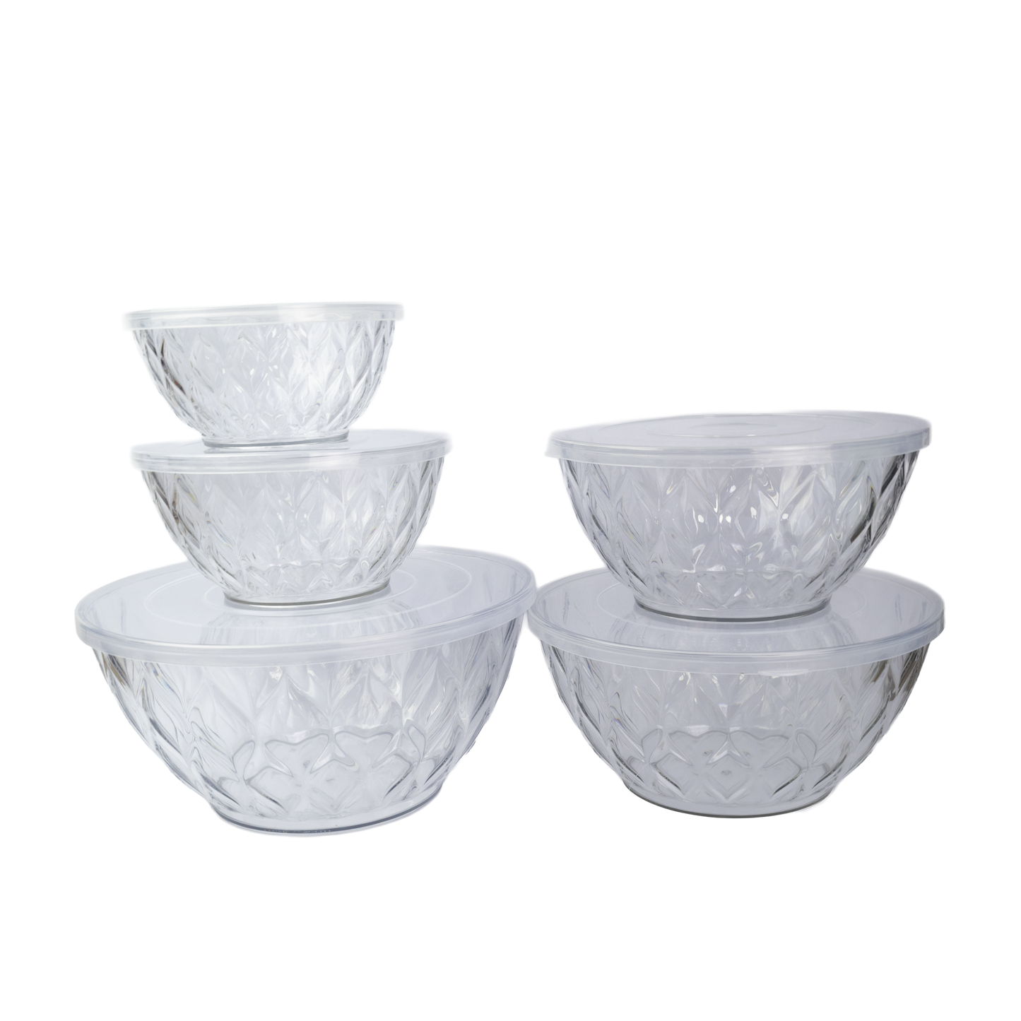 Set de Recipientes de Vidrio x 5 con Tapa Plástica - RES 01