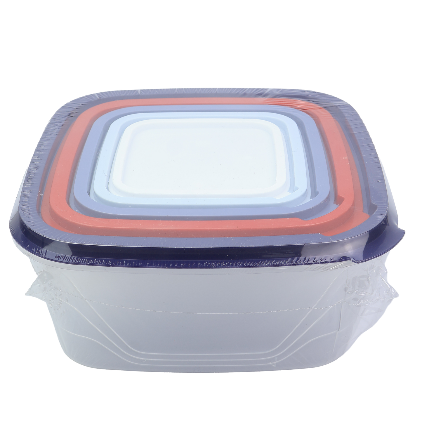Set de Recipientes Plásticos Cuadrados x 5 con Tapa - RES 07