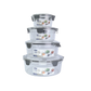 Set de Recipientes Circulares Transparentes x 4 con Tapa y Broches de Seguridad - RES 04