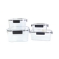 Set de Recipientes Herméticos Transparentes x 4 con Tapa de Seguridad
