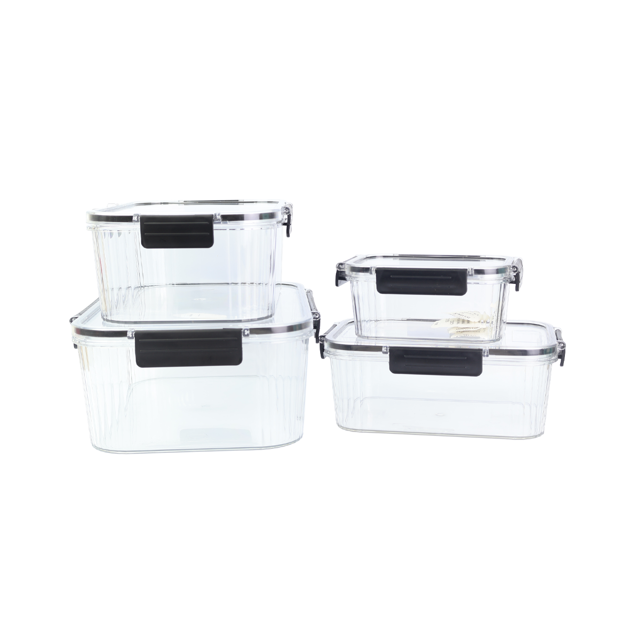 Set de Recipientes Herméticos Transparentes x 4 con Tapa de Seguridad