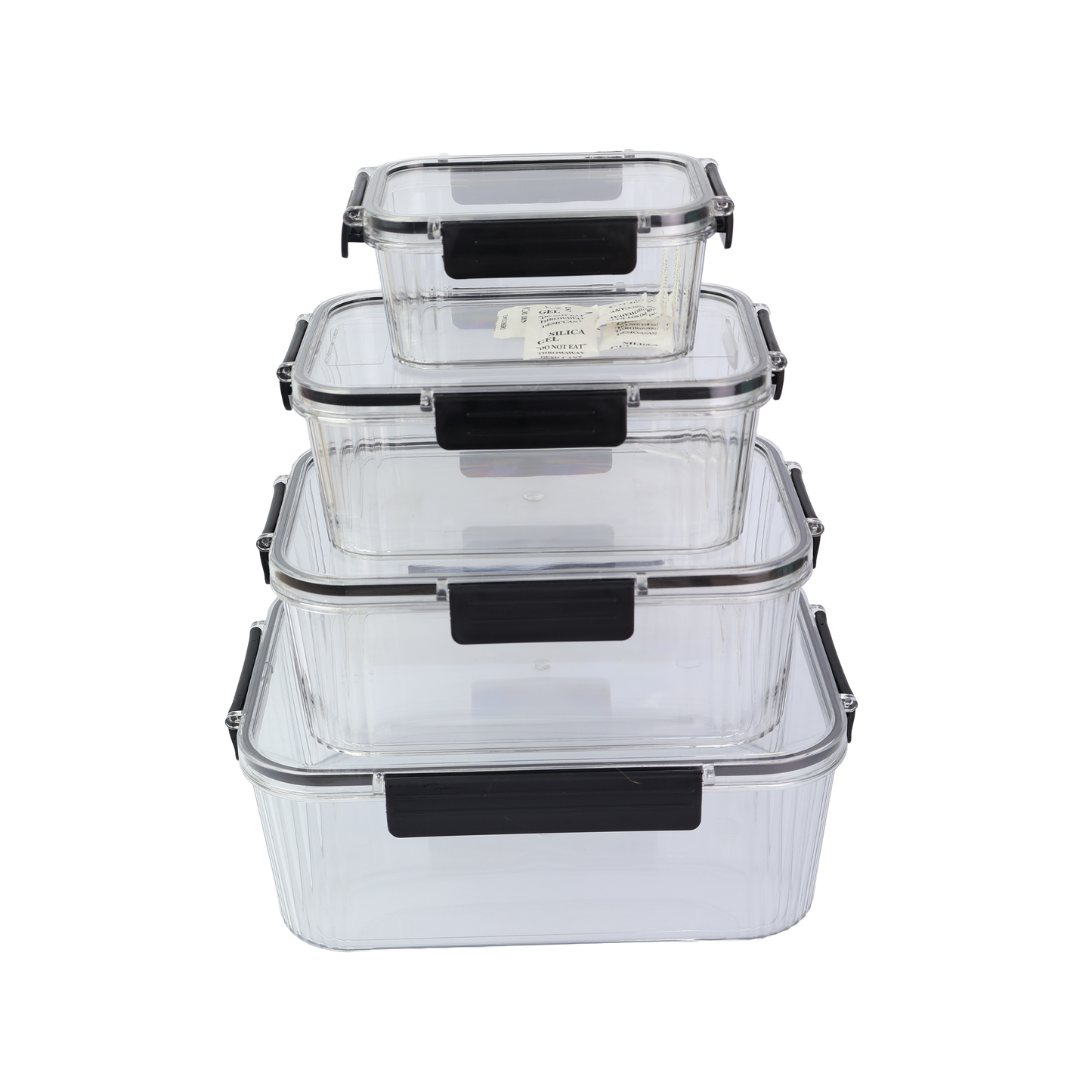 Set de Recipientes Herméticos Transparentes x 4 con Tapa de Seguridad