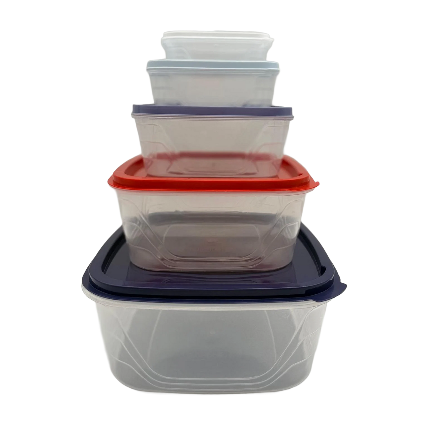 Set de Recipientes Plásticos Cuadrados x 5 con Tapa - RES 07