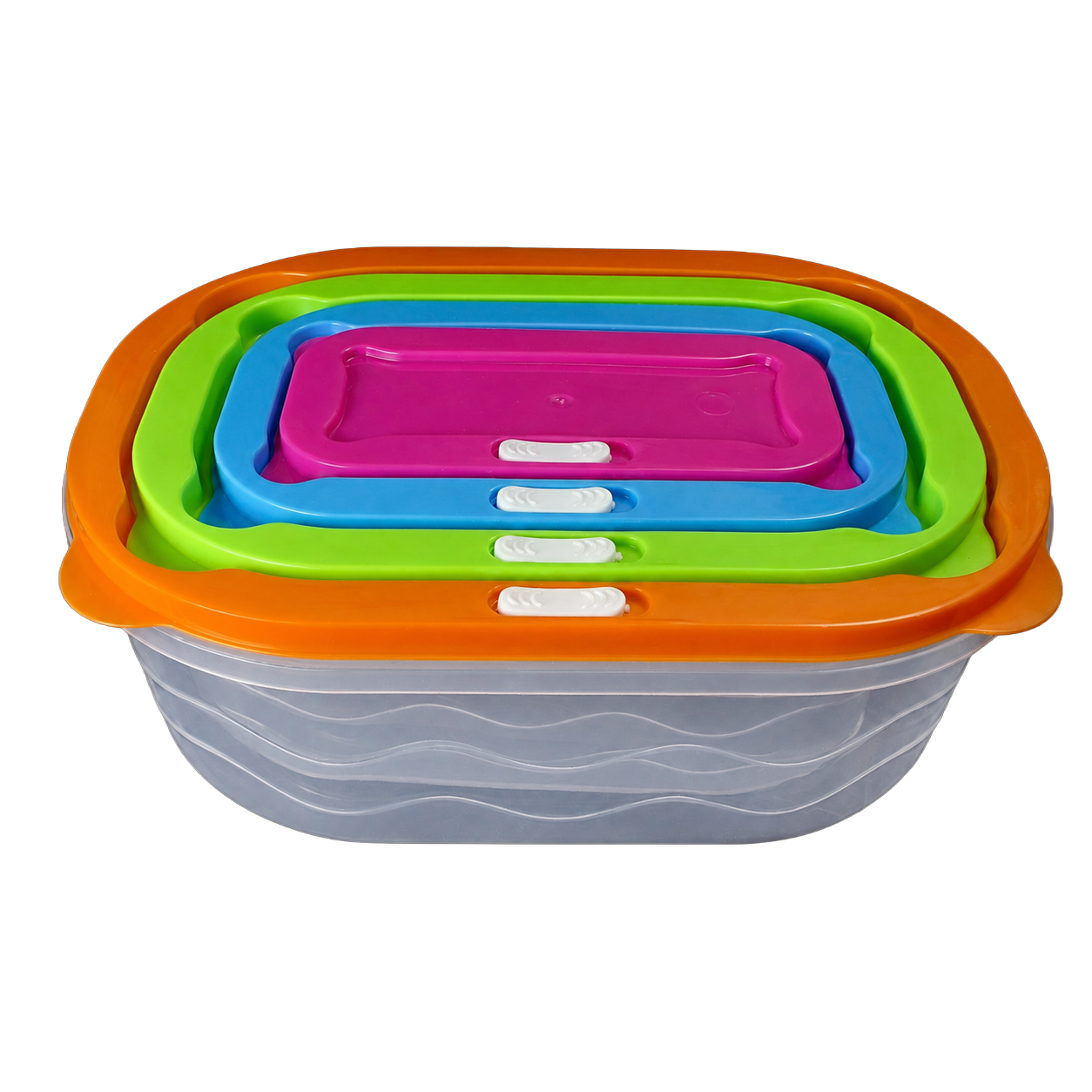 Set de Recipientes Plásticos Rectangulares de Colores con Tapa - RES 12