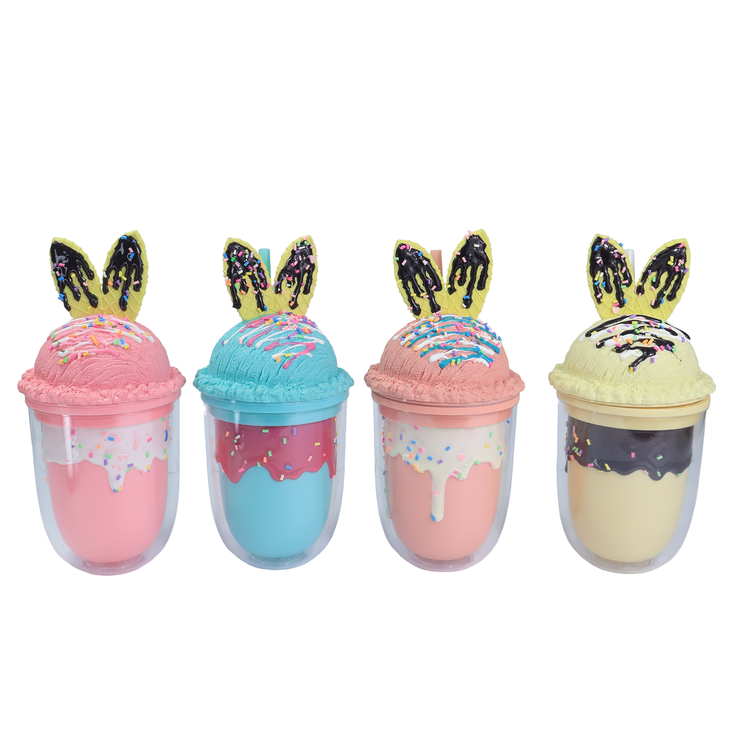 TERMO PLASTICO TIPO COPA HELADO CONEJO 350ML