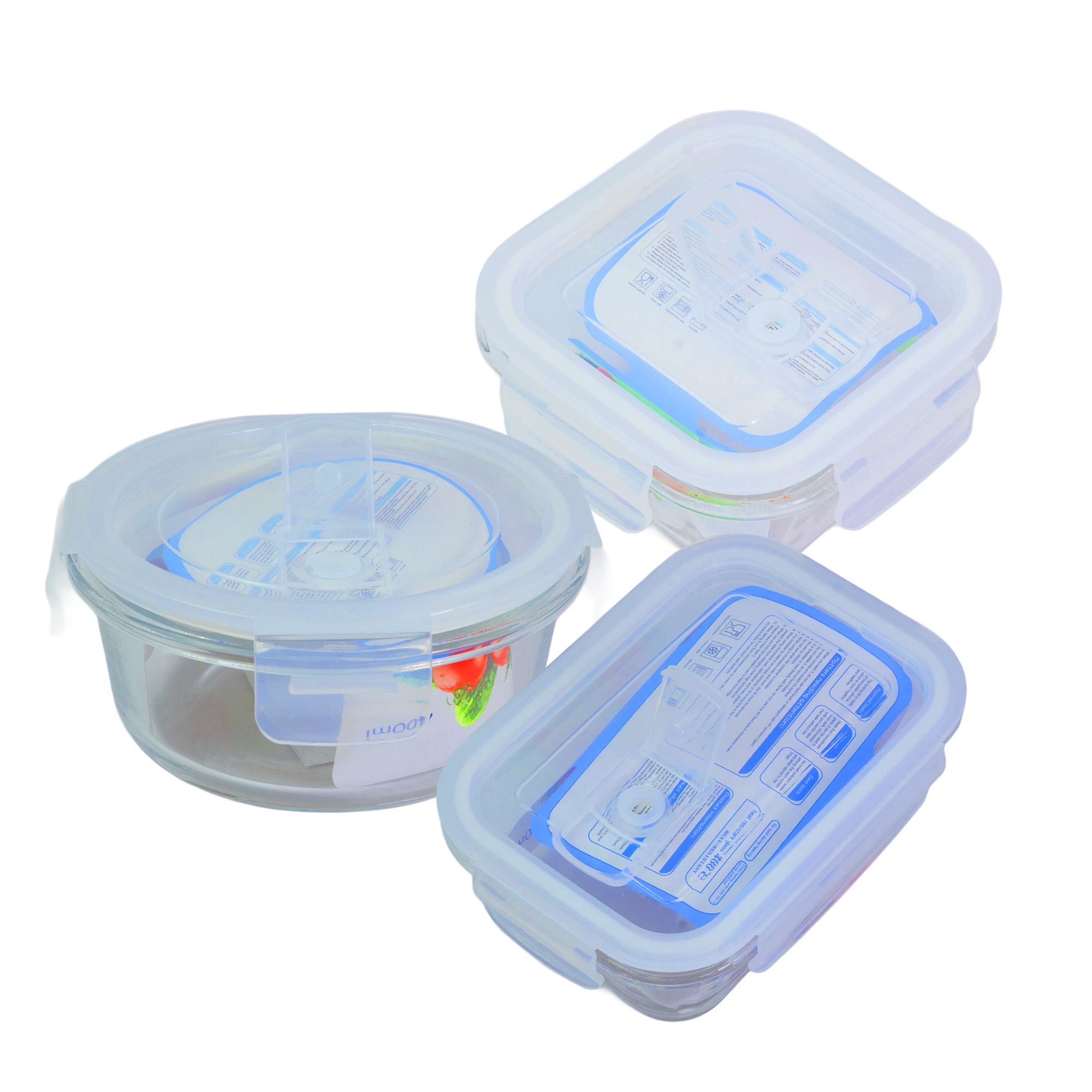 Set x3 Recipiente Hermético de Vidrio Premium - REV01