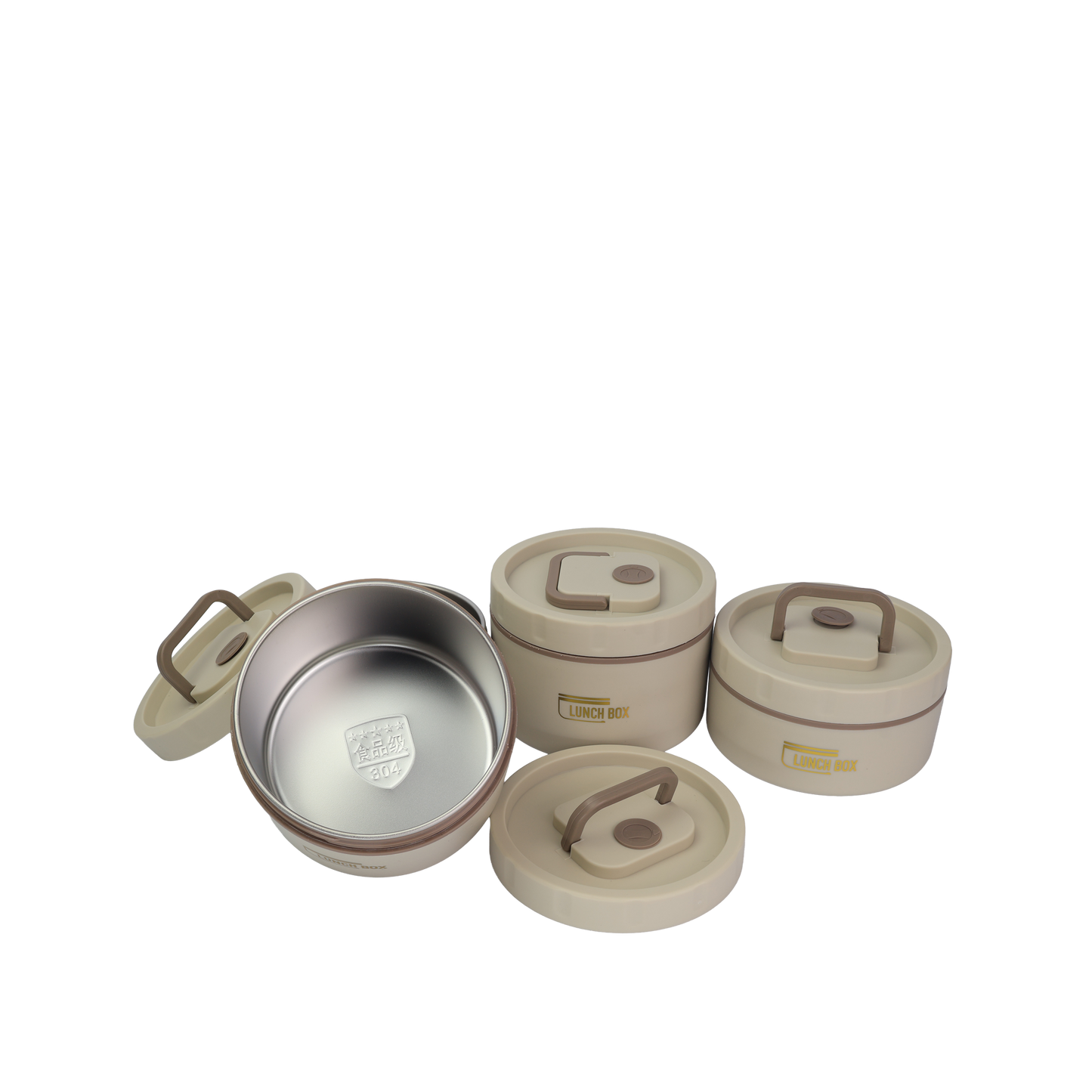 LONCHERA EN ACERO CON ESTUCHE SET 4